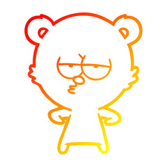 warm gradient line drawing bored polar bear cartoon