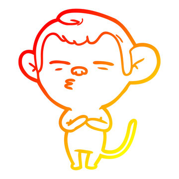 recommend clip art: warm gradient line drawing cartoon suspicious monkey