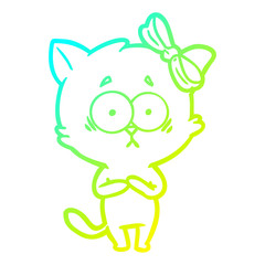 cold gradient line drawing cartoon cat