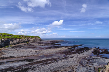 Looking towards Penny Nab from Old Nab, Staithes, North Yorkshire, UK.