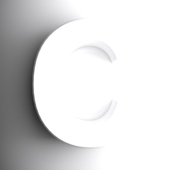 C white letter isolated on white background - 3D rendering illustration