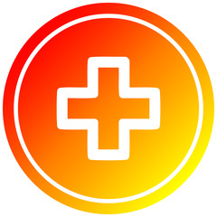 addition symbol circular in hot gradient spectrum
