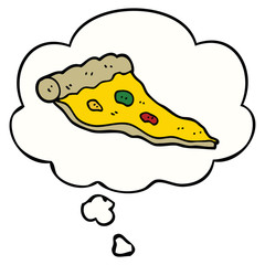 cartoon pizza and thought bubble