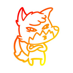 warm gradient line drawing clever cartoon fox