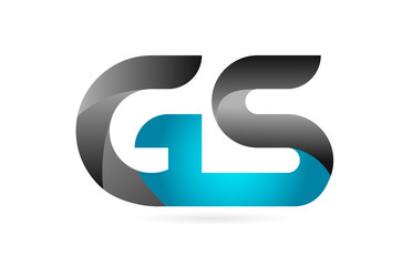 blue black alphabet letter GS G S combination logo icon design