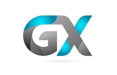 blue black alphabet letter GX G X combination logo icon design
