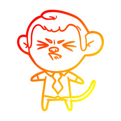 warm gradient line drawing cartoon annoyed monkey