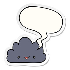 happy cartoon cloud and speech bubble sticker