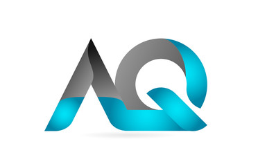 blue black alphabet letter AQ A Q combination logo icon design