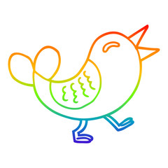 rainbow gradient line drawing cartoon bluebird