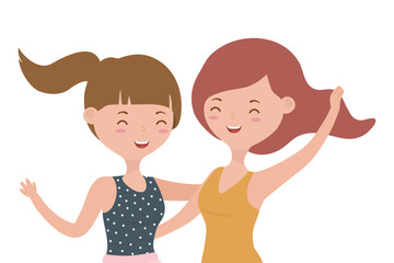 Happy tenager girls cartoons design