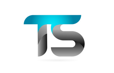 blue black alphabet letter TS T S combination logo icon design