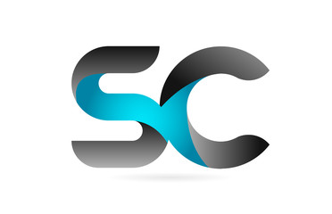 blue black alphabet letter SC S C combination logo icon design