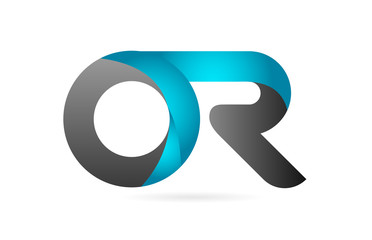blue black alphabet letter OR O R combination logo icon design