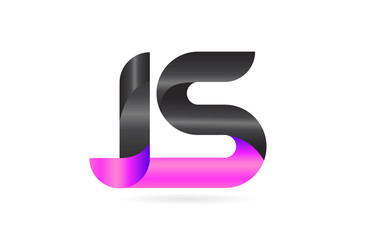 pink black alphabet letter JS J S combination logo icon design