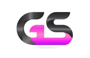 pink black alphabet letter GS G S combination logo icon design