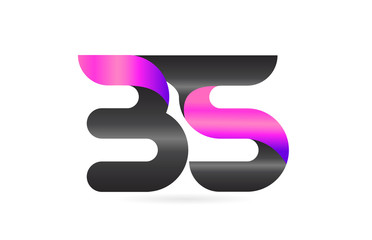 pink black alphabet letter BS B S combination logo icon design
