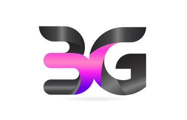 pink black alphabet letter BG B G combination logo icon design