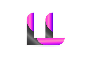 pink black alphabet letter LL L L combination logo icon design