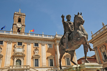 Obraz premium Roma, piazza del Campidoglio - Statua di Marco Aurelio