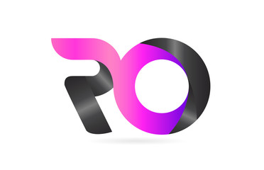 pink black alphabet letter RO R O combination logo icon design