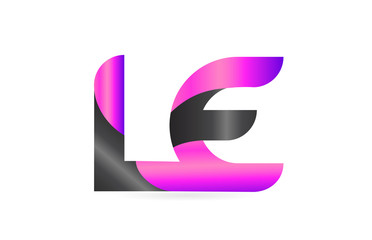 pink black alphabet letter LE L E combination logo icon design