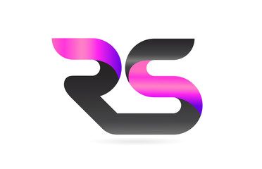 pink black alphabet letter RS R S combination logo icon design