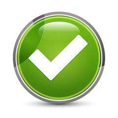 Tick mark icon elegant green round button vector illustration © Greyparrot
