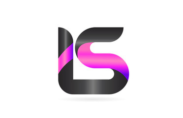 pink black alphabet letter IS I S combination logo icon design