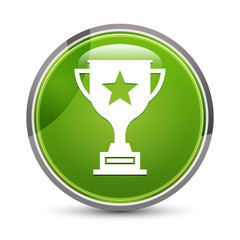 Trophy icon elegant green round button vector illustration