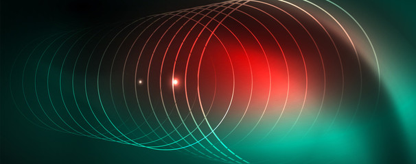 Shiny glowing design background, neon style lines, technology concept, vector