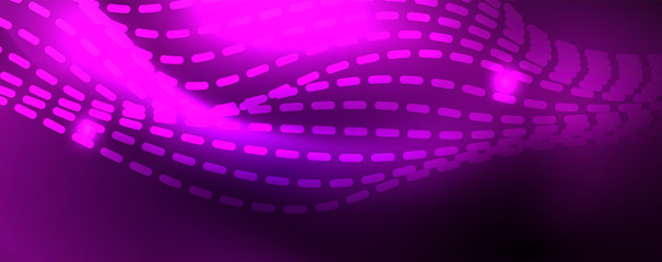 Fototapeta premium Neon wektor fala linie streszczenie tło, magia futurystyczny projekt techno
