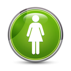 Woman icon elegant green round button vector illustration