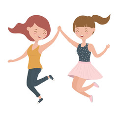 Teenager girls cartoons jumping design