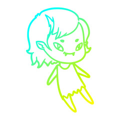 cold gradient line drawing cartoon friendly vampire girl