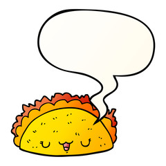 cartoon taco and speech bubble in smooth gradient style