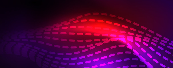 Fototapeta premium Neon vector wave lines abstract background, magic futuristic techno design
