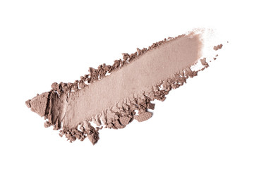 .Smear of nude color eyeshadow isolated on white