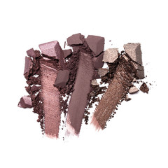 Shiny smear of brown eyeshadow isolated on white