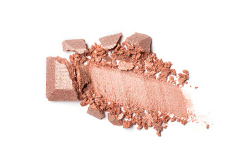 Shiny smear of beige eyeshadow isolated on white