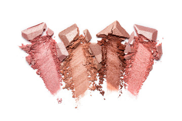 Shiny smear of beige and brown eyeshadow