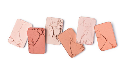 Pink and coral color of crushed eye shadow for makeup