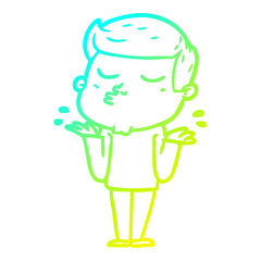cold gradient line drawing cartoon model guy pouting