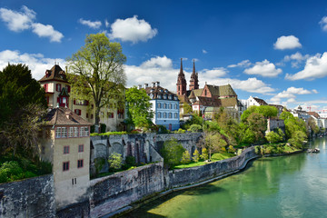 Fototapeta na wymiar View of the historical neighborhood Grossbasel. City of Basel, Switzerland.