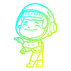 cold gradient line drawing happy cartoon astronaut