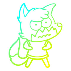 cold gradient line drawing cartoon annoyed fox