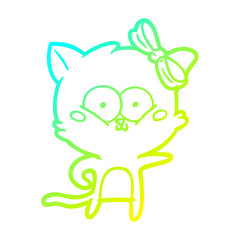 cold gradient line drawing cartoon cat