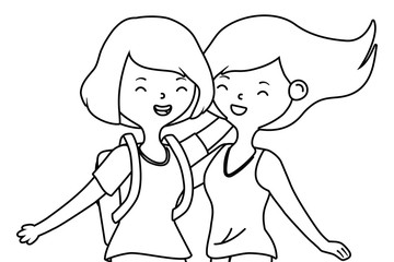 Teenager girls cartoons design vector illustrator