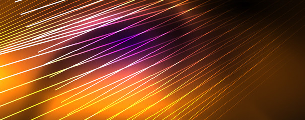 Color light with lines, outer space background, bright rays