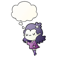 cartoon vampire and thought bubble in smooth gradient style